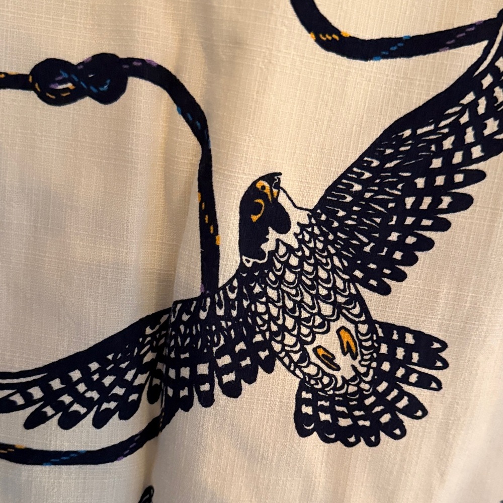 Patagonia Cream Sleeveless Dress with Navy Bird Motif - Picture 3 of 6